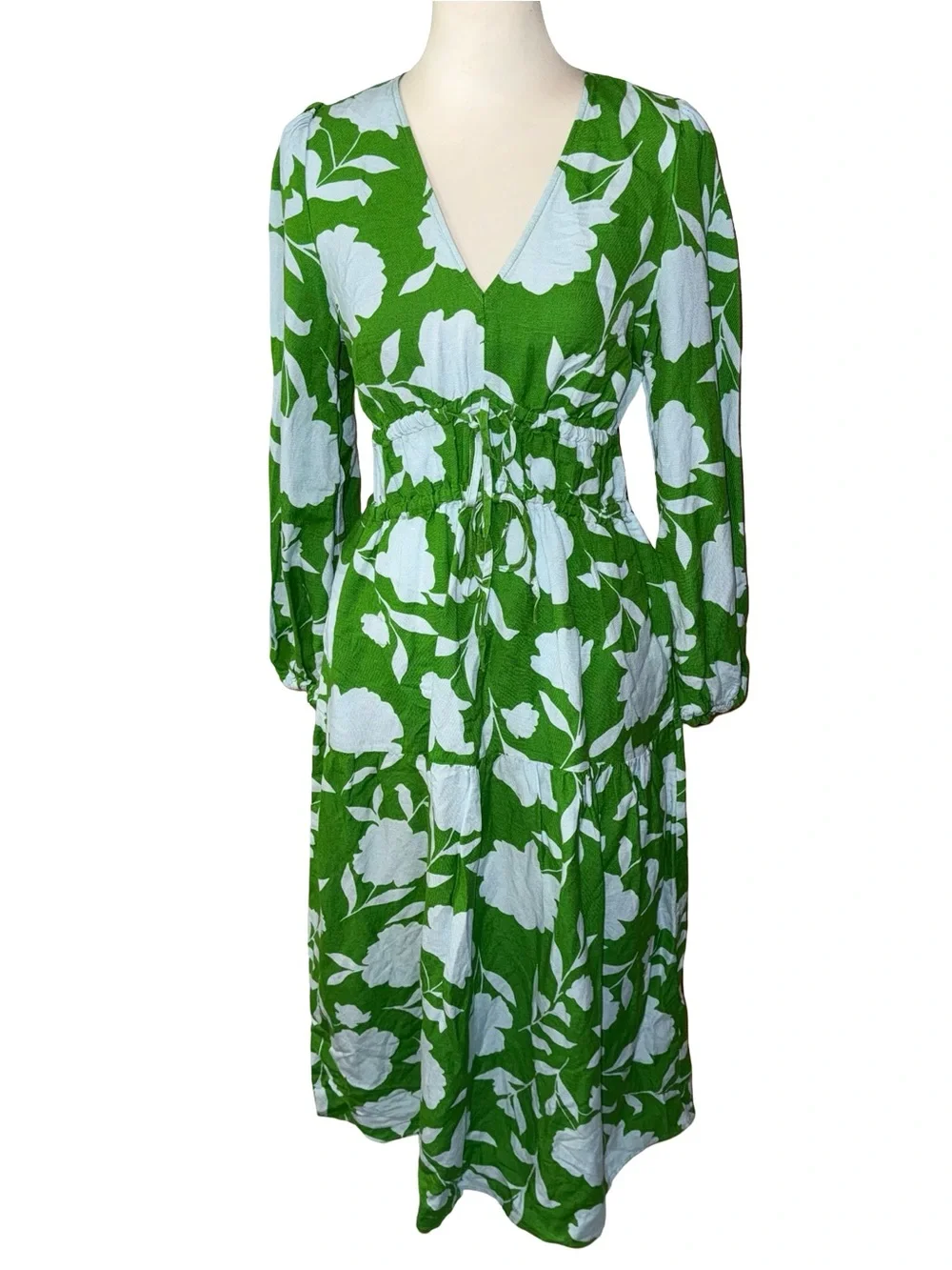 NWT Kate Spade x Target Classic Rose Linen Long Sleeve Maxi Dress Green Blue XS